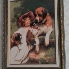 Работа «Девочка с собаками. По картине Артура Элсли.»