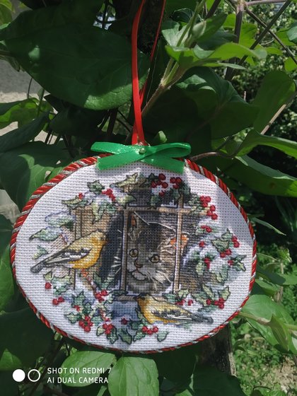 Работа «новогодняя игрушка котик № 3»