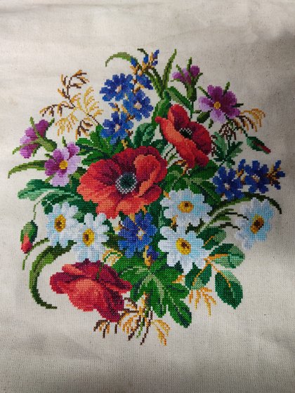 Работа «Финиш. 42 дня, 13740 крестиков. Осталось сшить сумку.»