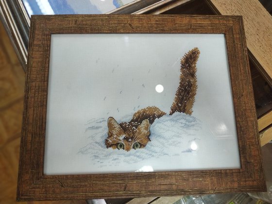 Работа «Кот в снегу»