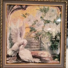 Работа «Голуби и розы»