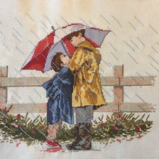 Работа «Мальчишки под зонтом»