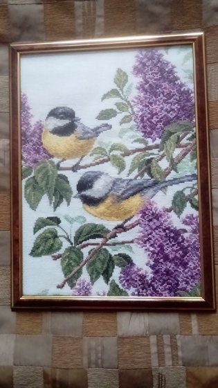 Работа «Синички и сирень»