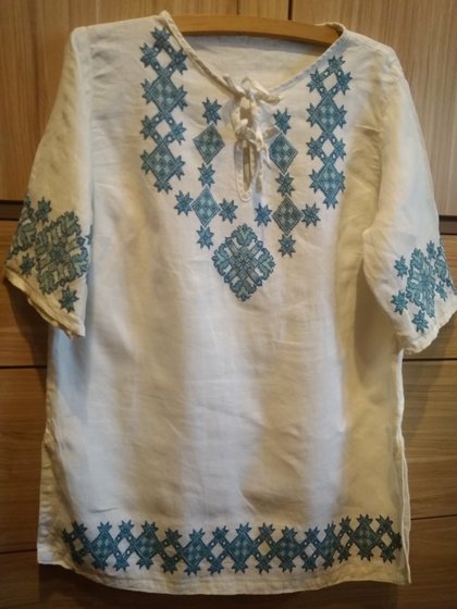 Работа «Вышиванка с нуля(раскрой, вышивка, пошив).Лён»