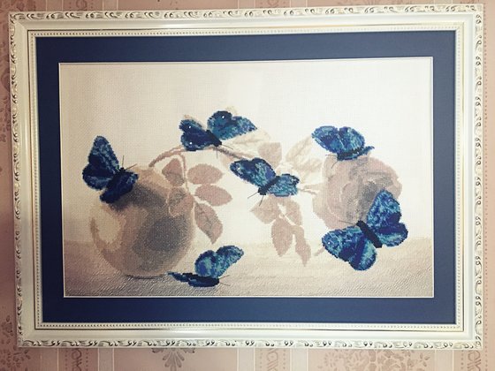 Работа «Бабочки и роза. Набор.»