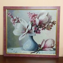 Работа «Цветы в вазе, магнолии.»