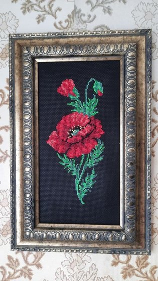 Работа «Красный мак. Набор Искусница. Размер 10х22»