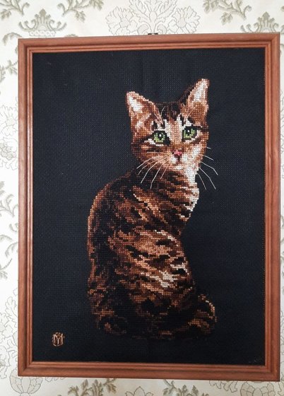 Работа «Кошка. РИОЛИС №946. Размер 26х38. Канва для вышивания №4»