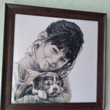 Работа «Девочка со щенком. Фирма Палитра.»