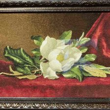 Работа «Магнолия на красном бархате»