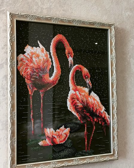 Работа «Розовые фламинго»