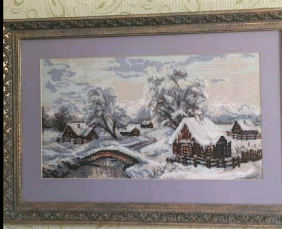 Работа «Деревенька зимой»