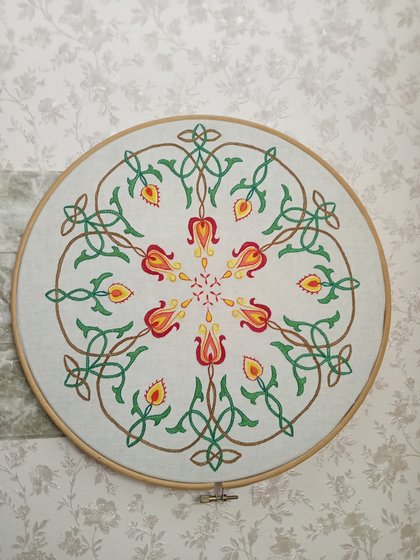 Работа «Крышка на 7 литровое ведерко.Тамбурный шов в одну нить»