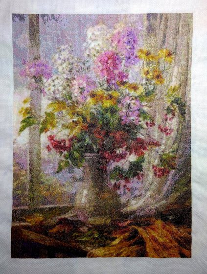 Работа «По картине Вьюговой Р. 400х300 крестов. 120 цветов»