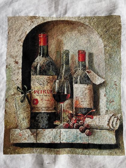 Работа «Натюрморт с вином и виноградом»