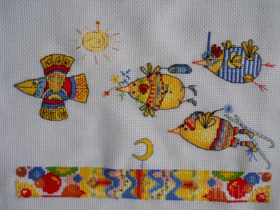 Работа «"На отдых в Курляндию!" от Панны, 20*26см,12 цветов, аида 14»