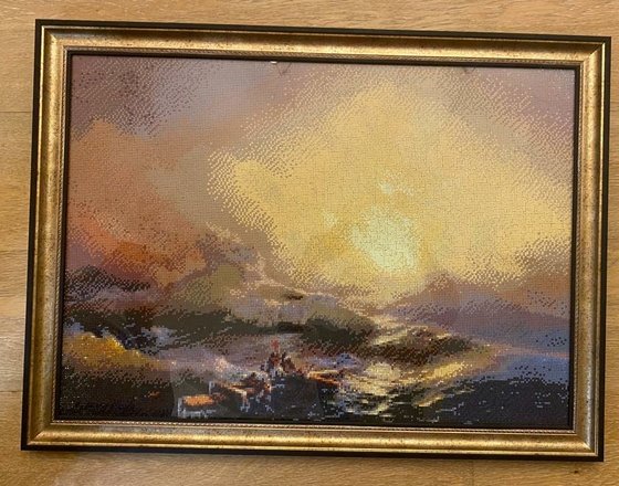 Работа «Алмазная вышивка "Девятый вал" Айвазовский»