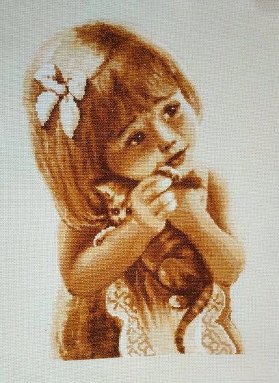 Работа «Девочка с котенком»