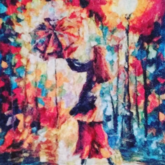 Работа «Прогулка под дождём.»