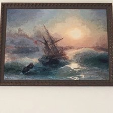 Работа «Шторм, Айвазовский, вышивка»