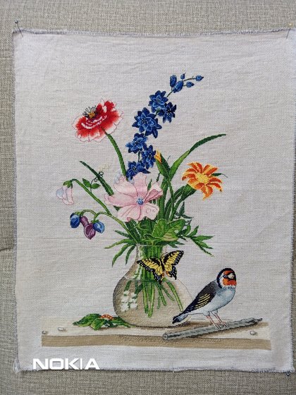 Работа «Букет с птичкой»