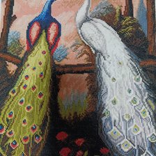 Работа «Два павлина на закате»