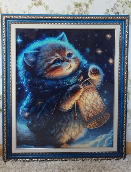 Работа «Котёнок с фонариком»