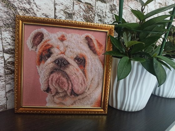 Работа «Английский бульдог"Чудесная игла"20каунт,п/кр.2 нити.17,5*17,5см»