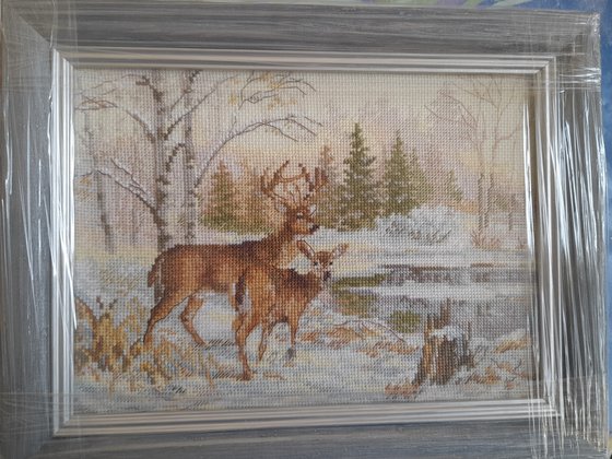 Работа «Олени возле озера»