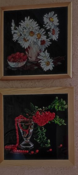 Работа «Рябина и ромашки»