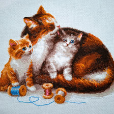 Работа «Кошка с котятами. Риолис. Шерсть»