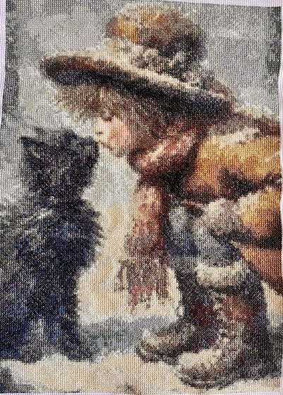 Работа «Девочка и котенок»