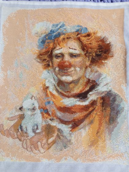 Работа «Клоун и котёнок»