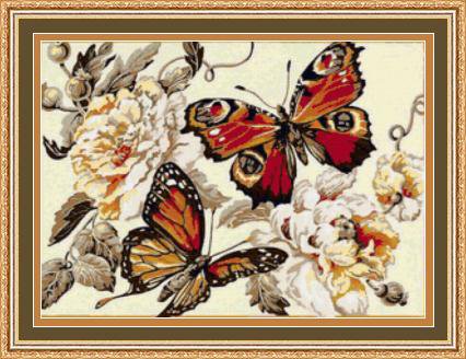 Бабочка и пионы №19152