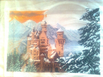 Процесс вышивки «Замок» №29803