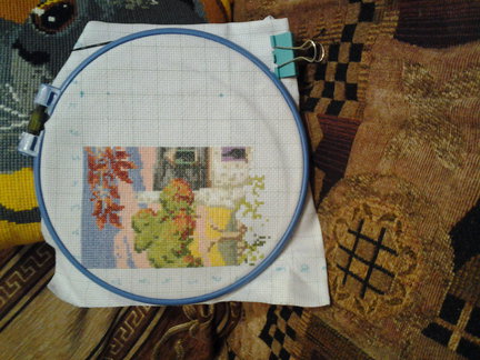 В процессе две вышивки «Букет роз», «Домик в деревне» №32035