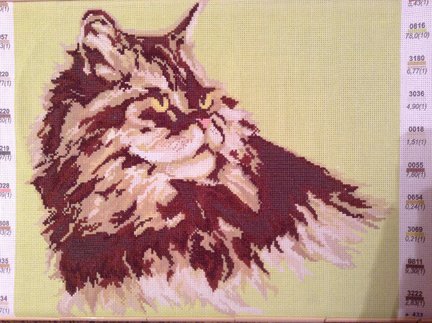 Котик по канве с нанесенным рисунком №32341