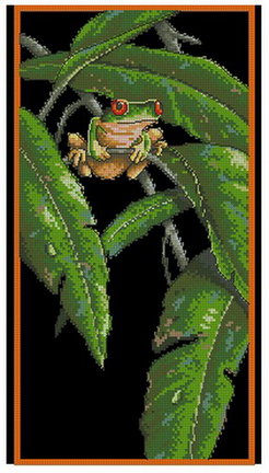 Древесная лягушка на листьях №34684