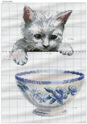 Схема котов на рубашку №38631