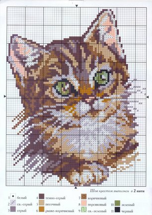 Схема котов на рубашку №38832