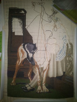 Процесс вышивки «Час воспитания» от производителя Luca-s №46000