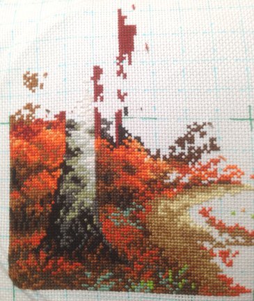 Риолис 1155 «Золотая роща». Процесс вышивки. №47658