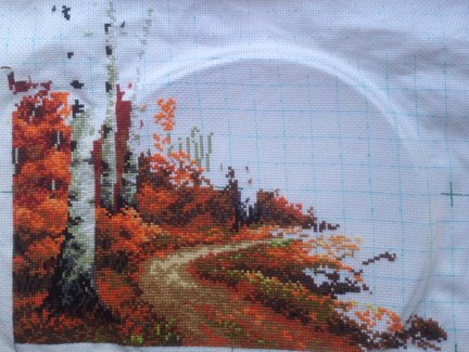 Риолис 1155 «Золотая роща». Процесс вышивки. №48917