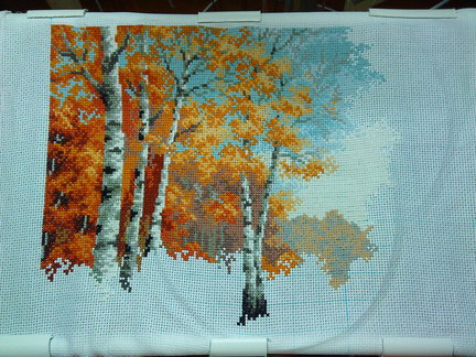 Риолис 1155 «Золотая роща». Процесс вышивки. №52314