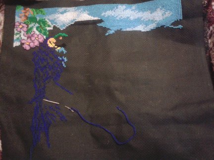 Попугаи на ветке и водопад. Заразилась вышить, процесс пошел. №53360