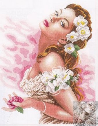 Ищу схему «Девушка с магнолиями» №56342