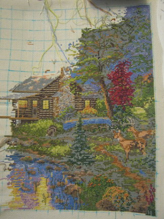 Мой процесс «Пионы и дельфиниумы» по схеме от Dimensions №61169