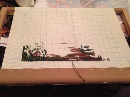 Начало новой работы: «Тропа в цветах» от Dimensions №74452