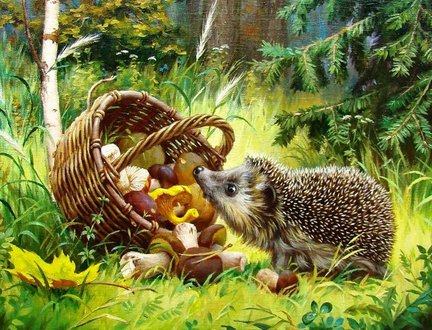 Ежик в лесу (процесс вышивки) №77055