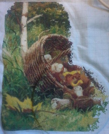 Ежик в лесу (процесс вышивки) №77696